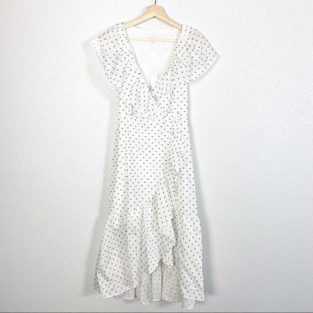 Rebecca Taylor NWT Womens‎ Birdseye Dot Clip Wrap Dress in White $495 Size 0